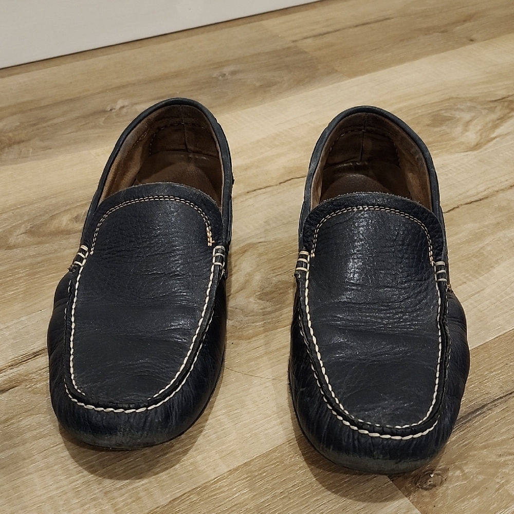 Tommy Hilfiger Navy Leather Slip-On Loafers